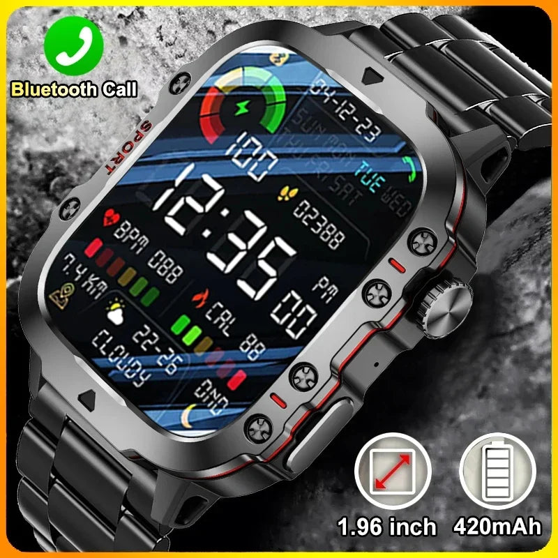 Military GPS Tracker SmartWatch Men 5ATM Outdoor Sports Fitness Tracker Health Monitor 1.96 BT Call Smartwatch For IOS Android