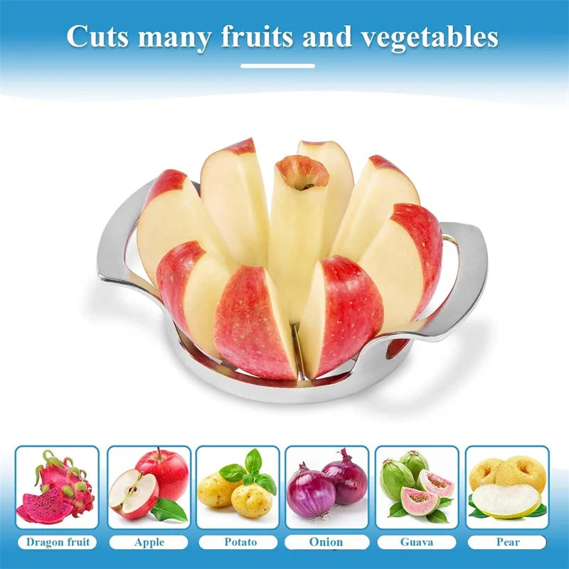 Stainless Steel Apple Slicer Fruit Cutter with Frosted Handle Upgraded 8 Blade Sharp Divider Fruit Cutter Vegetable Corer Peeler