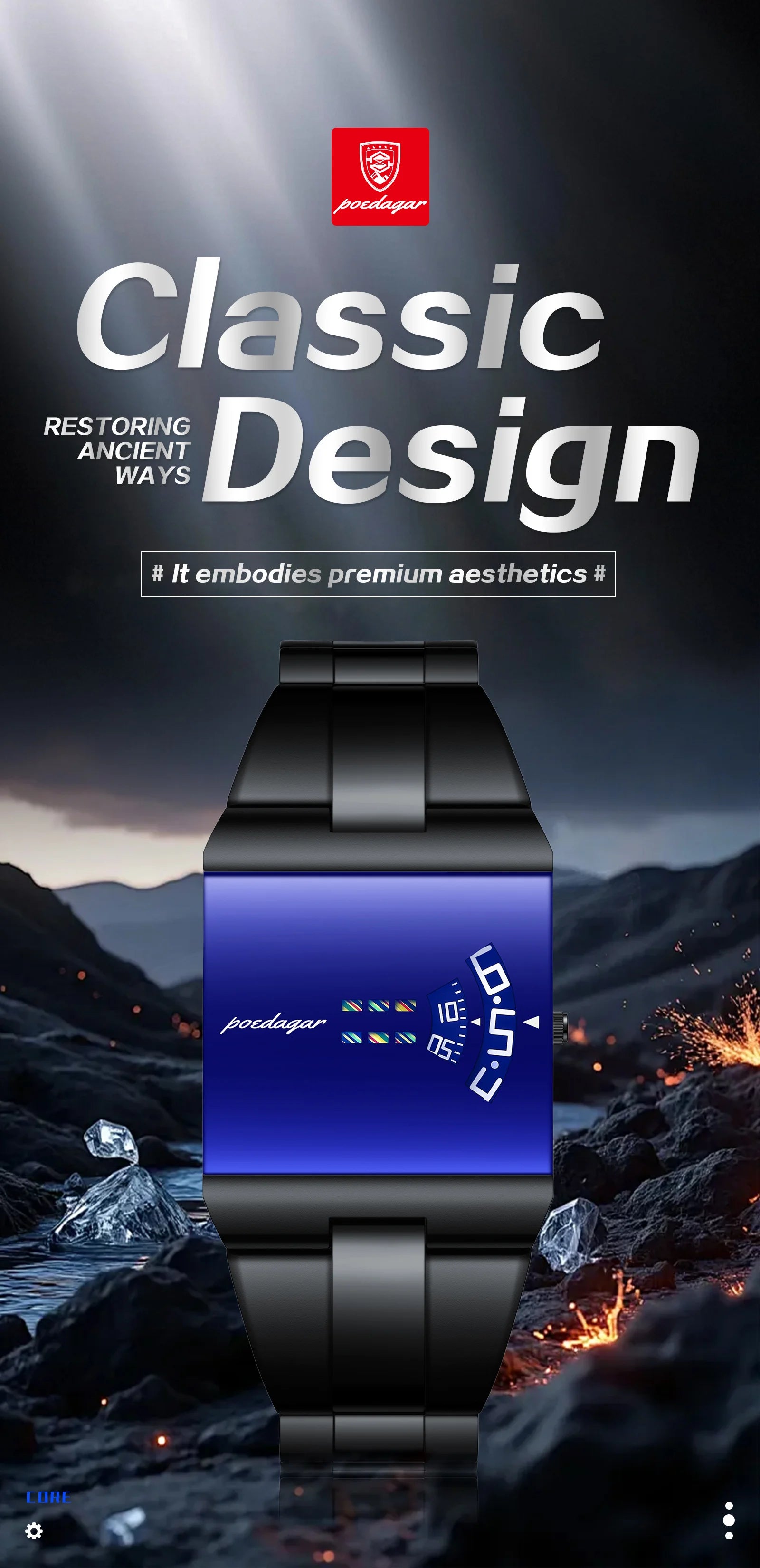 POEDAGAR Top Rectangle Original Men Watch Waterproof Fashion Man Wristwatch Stainless Steel Quartz Sport Men's Watches+Box Reloj
