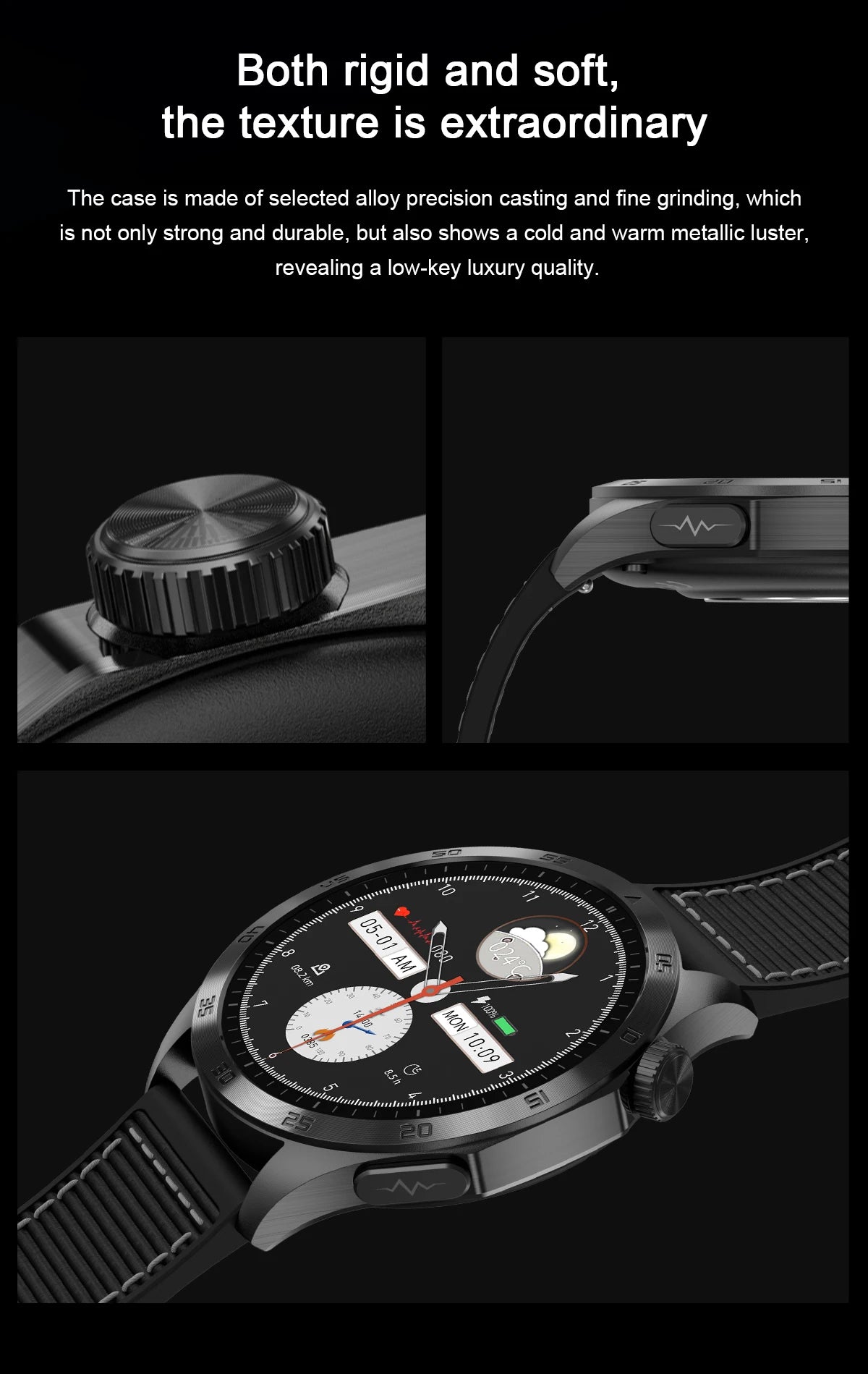 For iOS Android New Health Measurement SmartWatch Men Blood Oxygen Uric Acid ECG+PPG Body Blood Pressure HD Bluetooth Call Watch