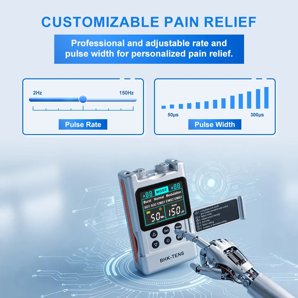 40-Level TENS Unit Muscle Stimulator Electronic Pulse Massager Dual Channel EMS Machine for Back Pain Relief & Muscle Therapy