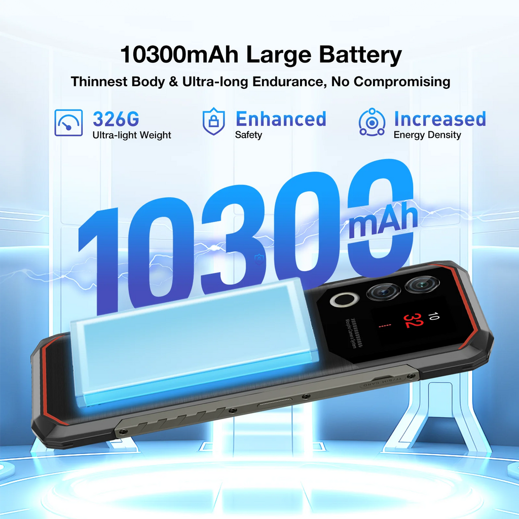 DOOGEE Blade10 Max Rugged Phone 6.56" 90Hz IPS Display 10300mAh Battery Phone 8GB 256GB 1.54" Rear Display 50MP AI Main Camera
