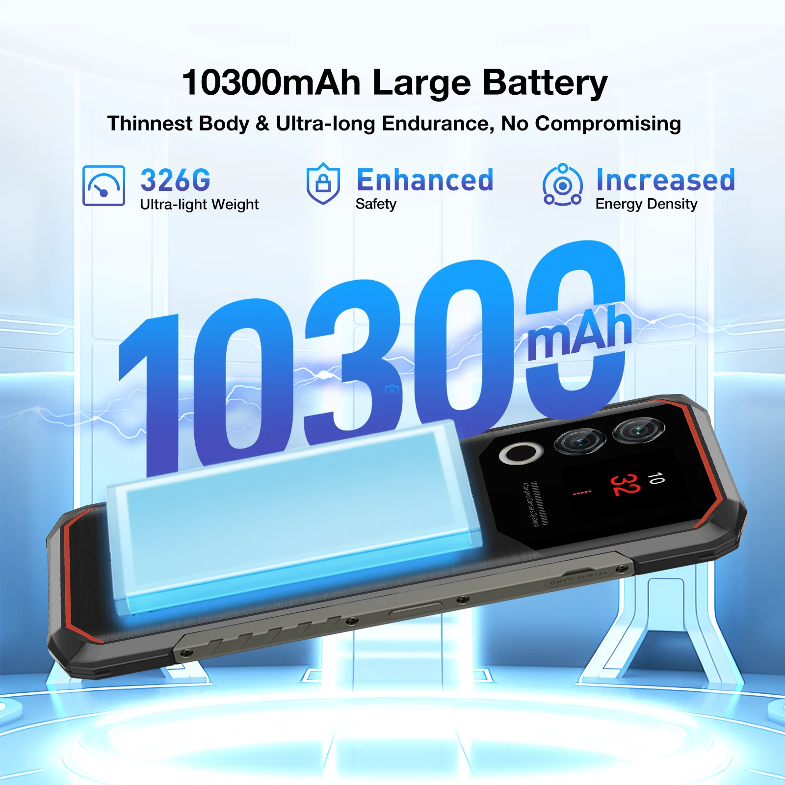 DOOGEE Blade10 Max Rugged Phone 6.56" 90Hz IPS Display 10300mAh Battery Phone 8GB 256GB 1.54" Rear Display 50MP AI Main Camera