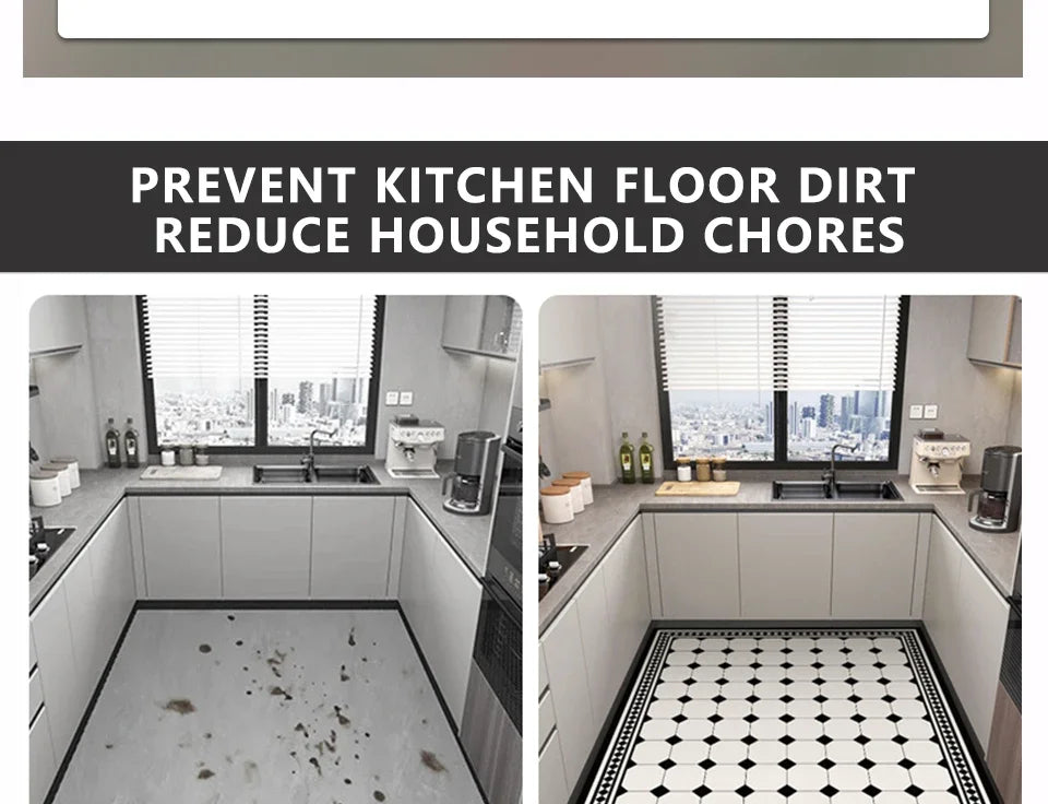Kitchen Carpet Waterproof Oil-proof Floor Mat Pvc Leather Non-slip Foot Mats Long Strip Home Decoration Rug Alfombra De Cocina