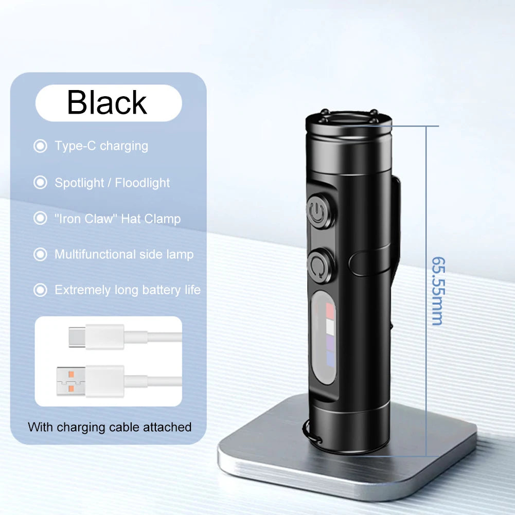 Taclite Mini Flashlight - The Ultimate Everyday Micro Tool Emergency Rechargeable LED Magnetic Tactical Flashlight with Hat Clip