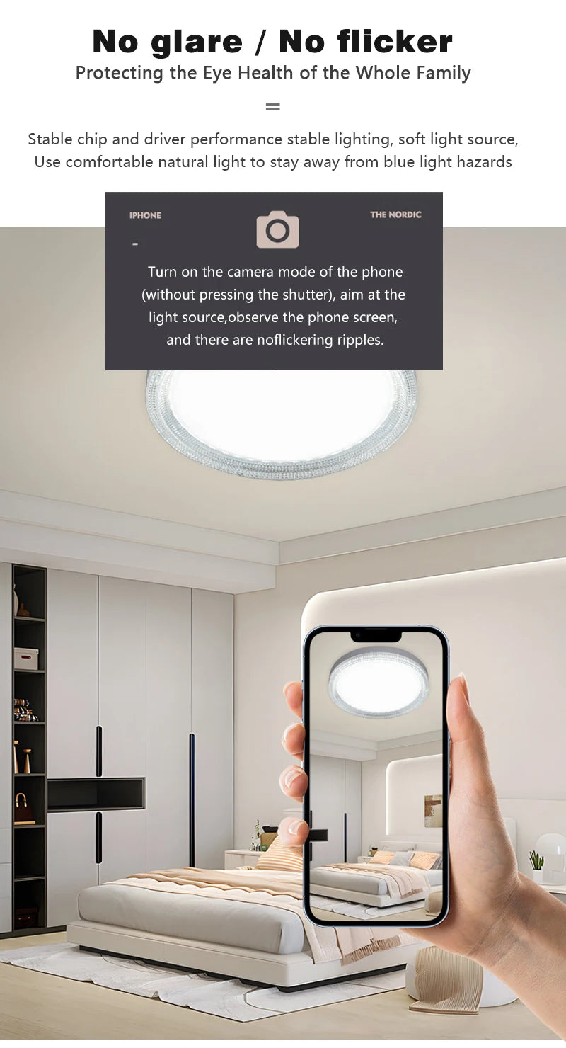 Modern LED Ceiling Light AC85-265V Circular Crystal Home Light 18W 24W 36W 48W Living Room Bedroom Kitchen Indoor Lighting