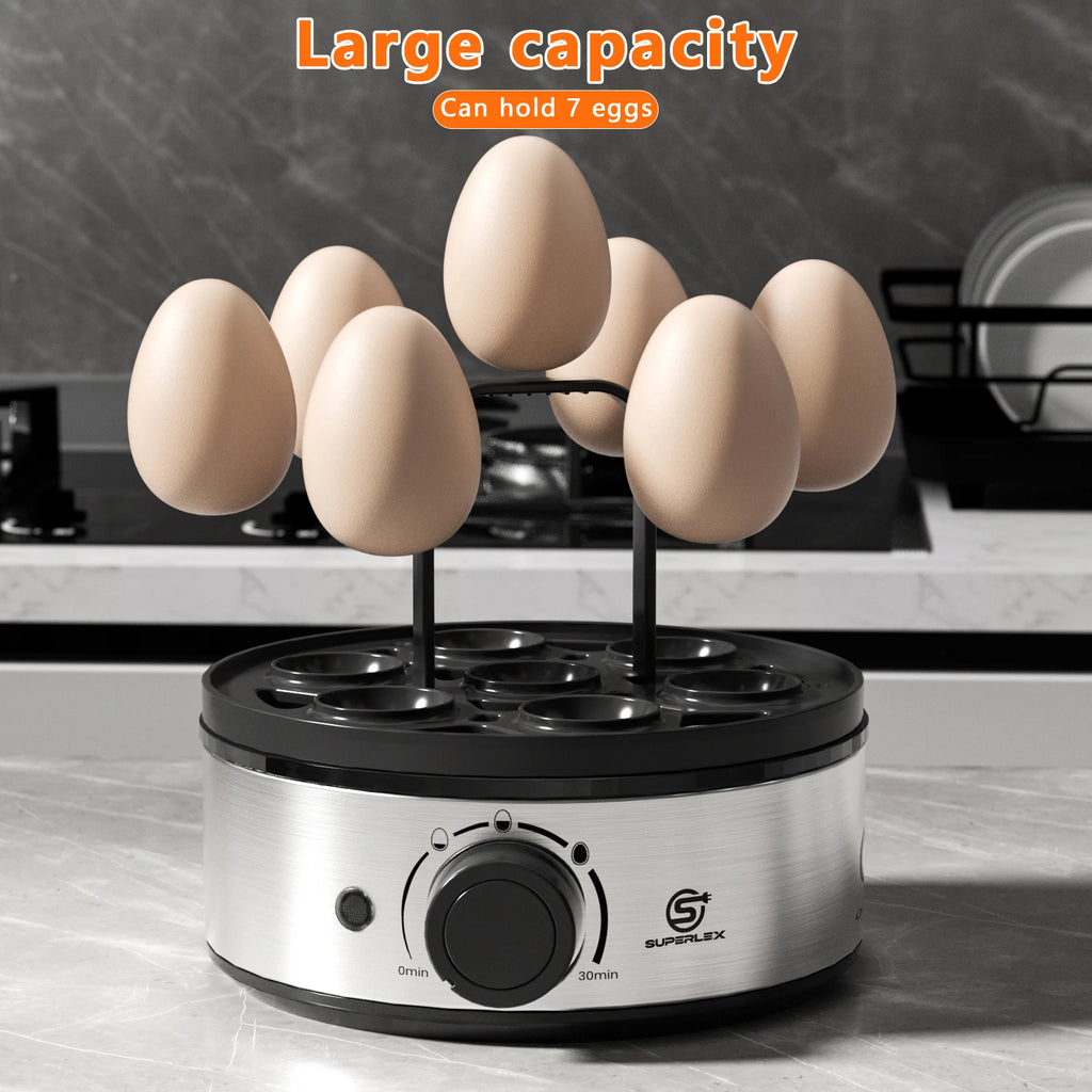 SUPERLEX 400W Power Eggs Cooker 7-Egg Capacity Dial Control Smart Shut-Off Reminder Rapid Egg Boiler Easy to Clean and Safer New