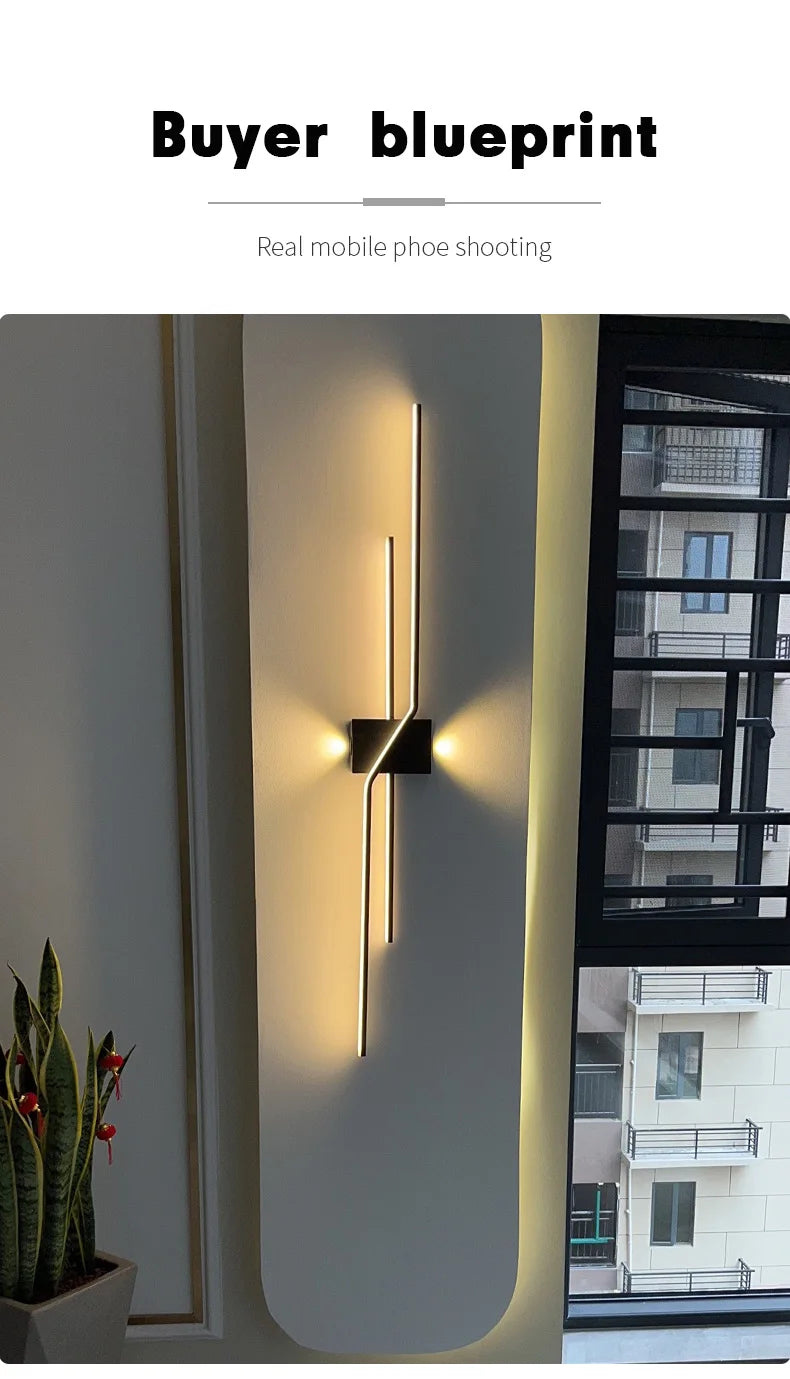 Wall Lamp Living Room TV Background Wall Lantern Minimalist Strip Lamp Bedroom Bedside Decoration Aisle Lamps Bracket Light