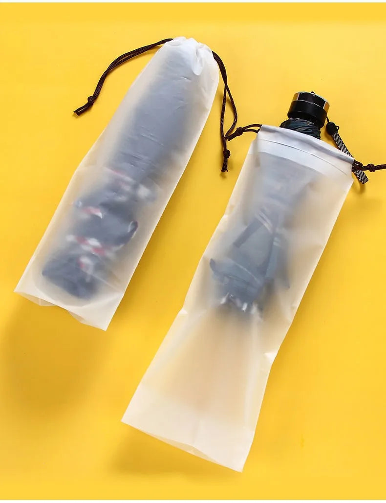 Umbrella Storage Bag Translucent Plastic Waterproof Anti-dirty Umbrella Cover Reusable Portable Drawstring Bags Home Storage