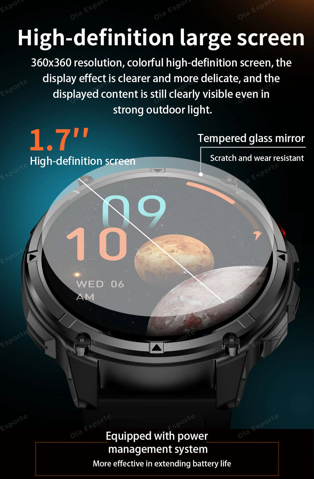 2026 Ultra 1100Mah Battery Military Smart Watch Men 1.7"AMOLED GPS Path 5ATM Waterproof Sports Compass LED Flashlight Smartwatch
