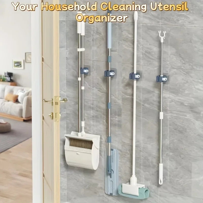 Home Storage Rack wall hanging shelf Bathroom  shower holder storage Traceless Hook Mop Organizer Waterproof Broom Hanger