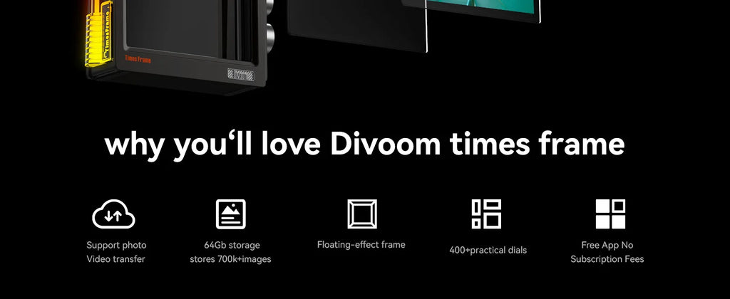 Divoom Times Frame Smart HD Screen | 10.1" DIY Digital Clock | Crypto Stocks Weather Calendar | Tech Gift Desk Setup