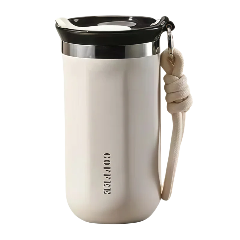 350ML 500ML Insulated Coffee Tumbler Stainless Steel Travel Mug with Lid Rope Handle Portable Thermal Cup for Car Office