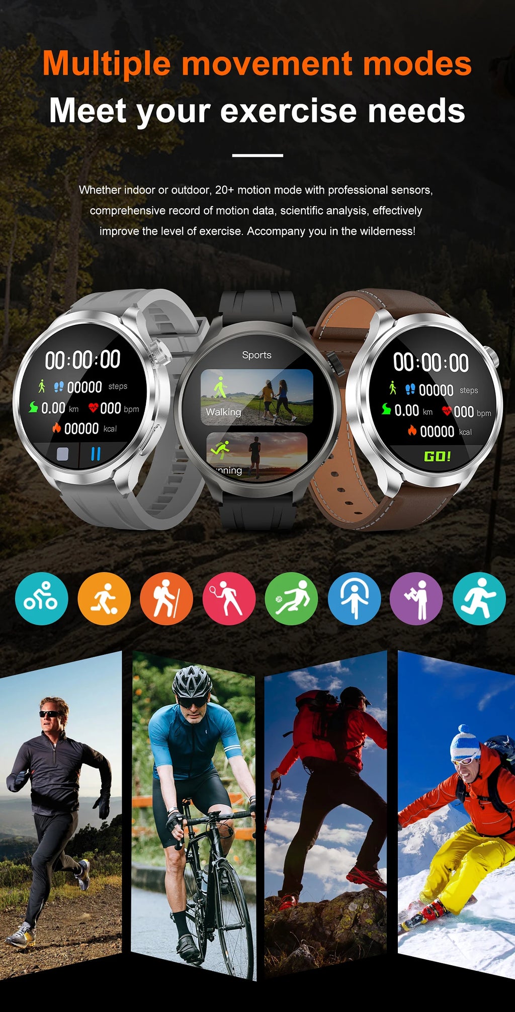 1.85-inch HD Sapphire Glass Smart Watch Men's GPS Movement Track NFC Bluetooth Call  Lingdong Island Health Detection Smartwatch