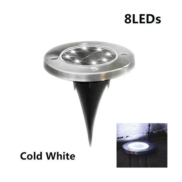 8pcs 8/20LED Solar Thermal Lights Garden Decor Ground Plug-in  Waterproof Street Solar Charging Underground Deck Spotlights