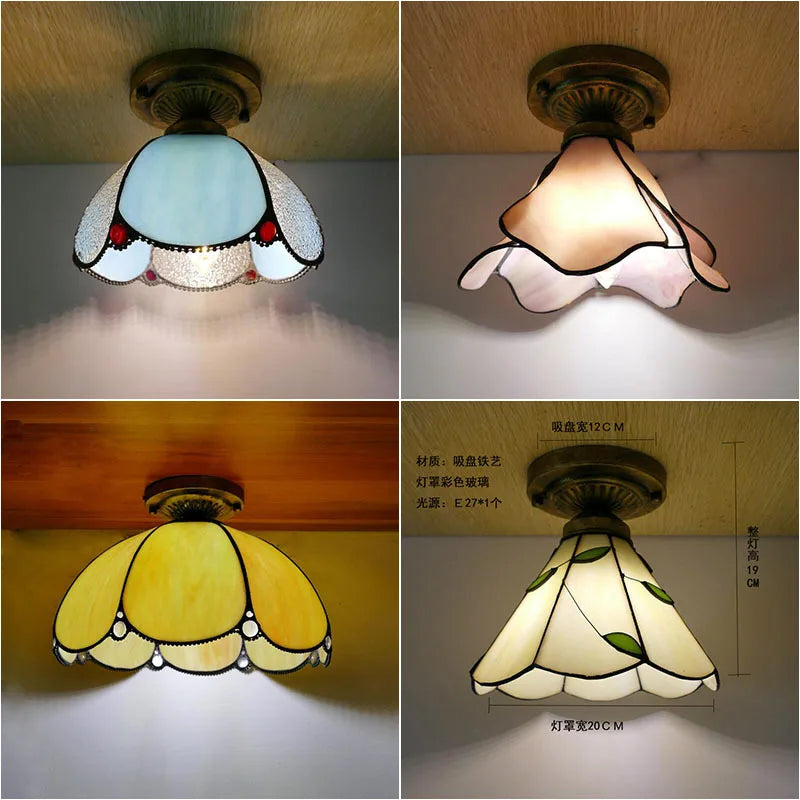 Tiffany Small Living Room Warm Bedroom Ceiling Lamp Modern Simple Living Room Lamps Creative Color Dining Room Lights