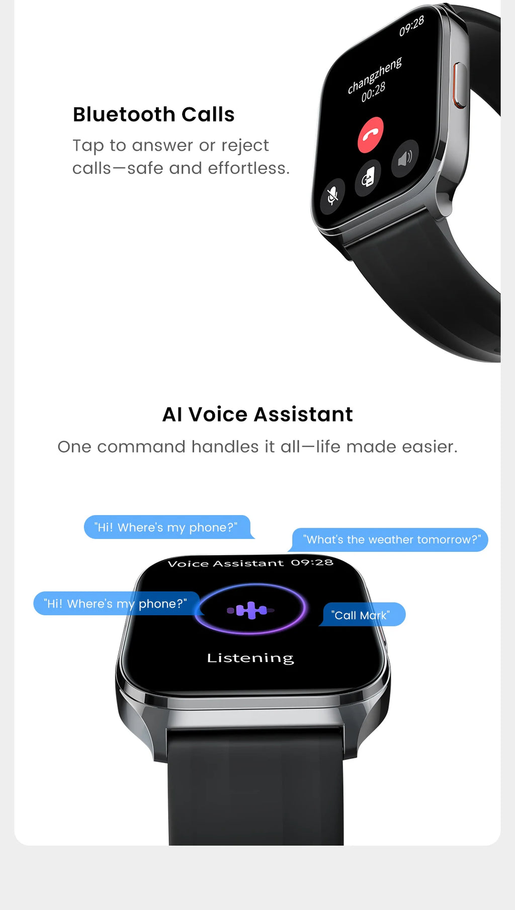 HAYLOU Watch 3 Voice Calling Smartwatch 1.85'' AMOLED Screen 24h Health Monitoring 150+ Sports Modes Smart Watch 1ATM Waterproof