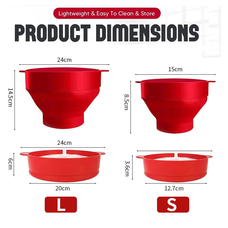 Silicone Microwave Popcorn Popper BPA Free Collapsible Popcorn Bowl Microwavable Pop Corn Maker with Lid Dishwasher Safe