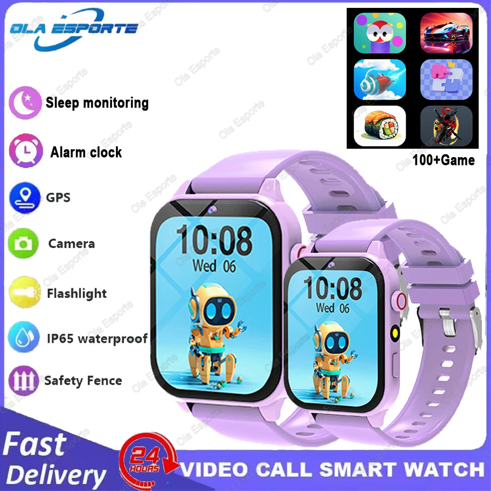 Children Games Smart Watch 2026 New Sleep Monitoring LED Flashlight Alarm Camera Step count Watch Smartwatch For Birthday gift