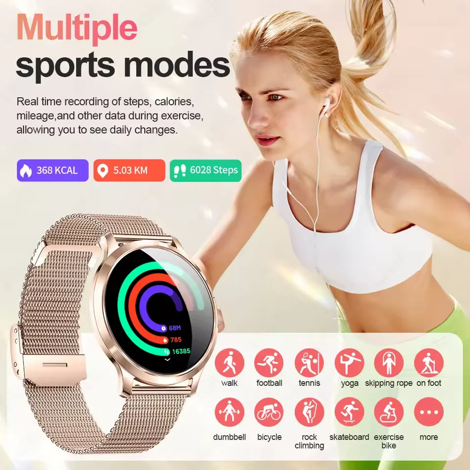 New Women Smart Watch 1.32"AMOLED Full Touch Screen Bluetooth Call Blood Pressure IP68 Waterproof NFC 7.3mm Ultra-thin bracelet