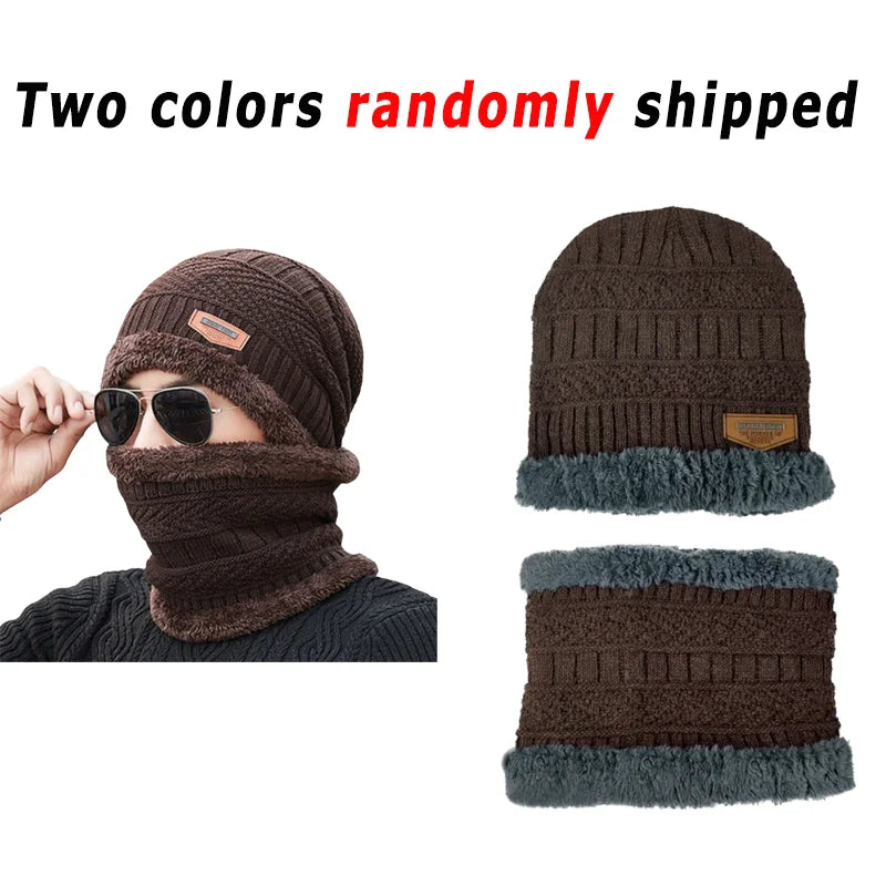 Winter Fleece Scarf Hats Thicken Plush Warm Beanies Wool Knit Caps Men Women Outdoor Cycling Ski Cold Protection Neck Mask Hat