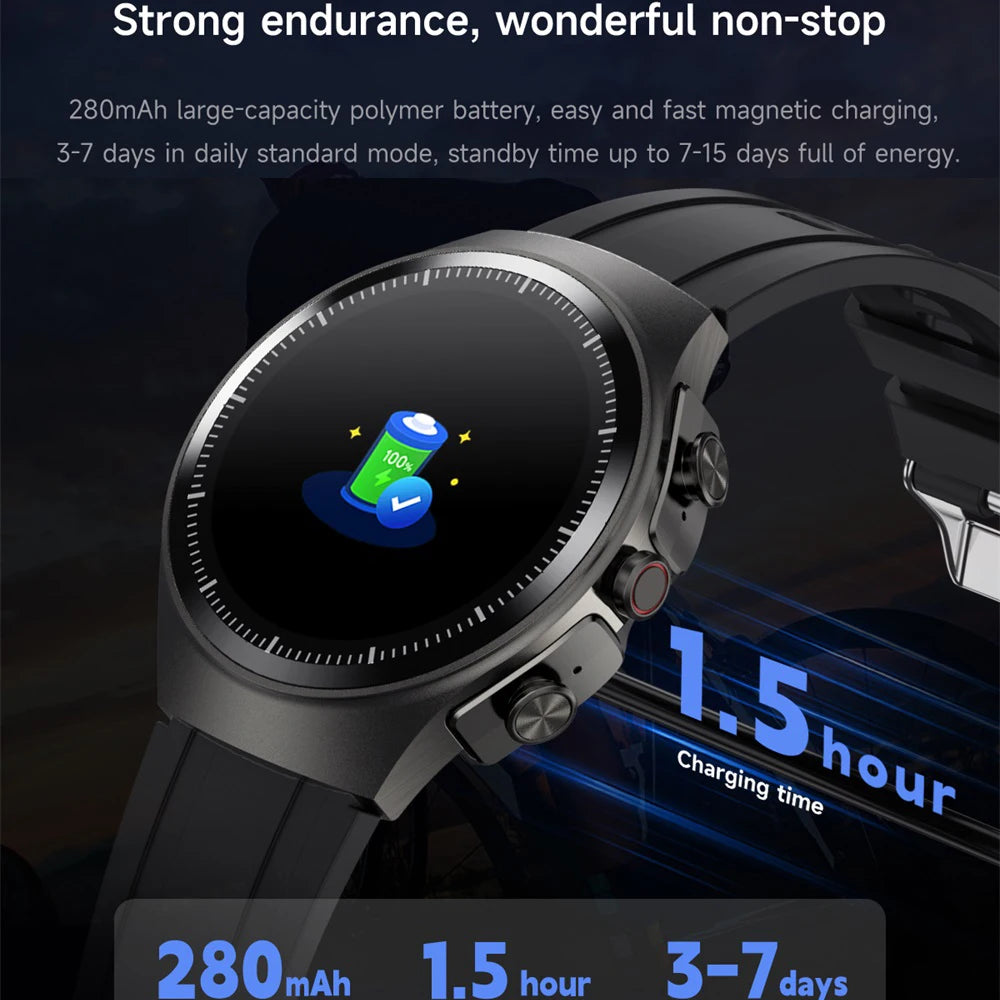 Music Smartwatch With Built-in Headphones Heart Rate Health Monitor 1.43-inch AMOLED HD Screen Men's Watch Women Sports Modes