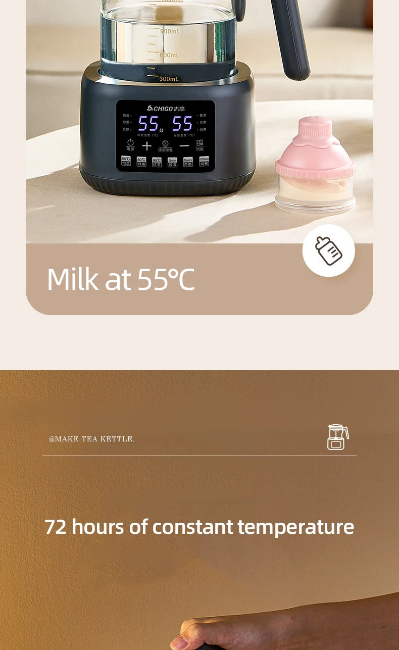 1.3L Steam Spray Tea Kettle Multifunctional Electric Kettle Baby Constant Temperature Milk Regulator 72h Thermostatic Kettle