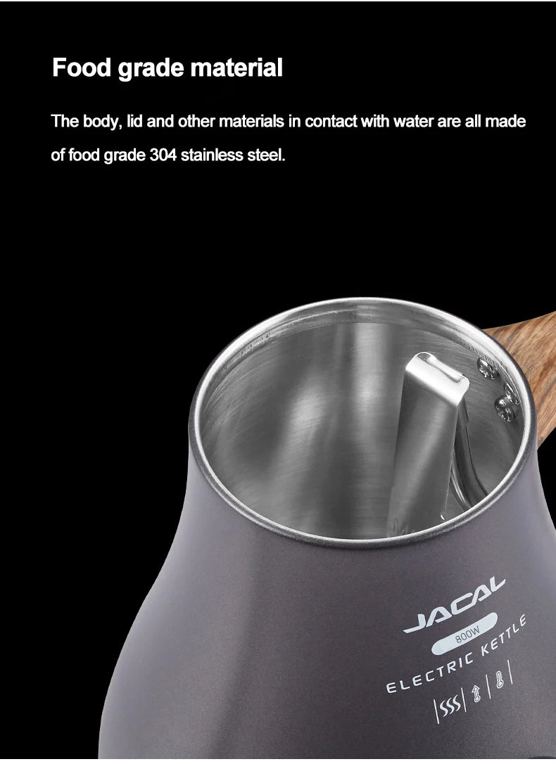 1.0L Electric Kettle Retro Gooseneck Hand Brewed Coffee Pot Slender Mouth Teapot Stainless Steel Liner Kettle with thermometer