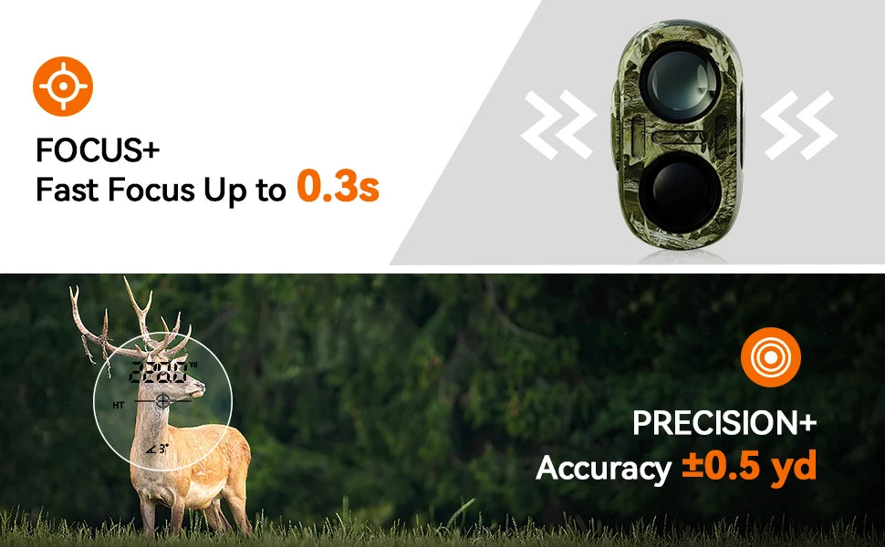 MiLESEEY Range finder 7° Big Field 656Yd laser rangefinder for hunting, with Rain and Fog Ranging Mode, BOW Mode, Auto Height