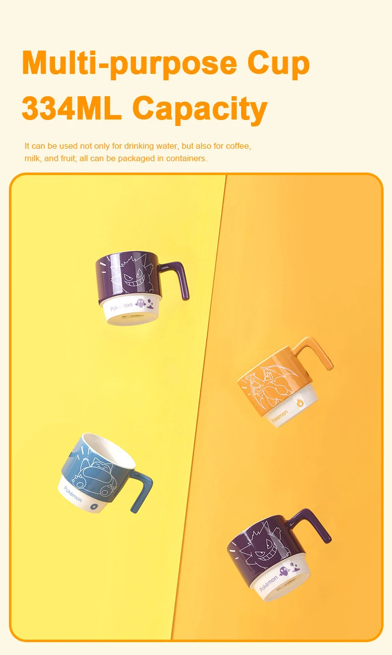 SHUNXIANG Pokémon Licensed Cartoon Ceramic Mugs Stackable Coffee Milk Tea Cups Cute Pattern Children Milk Cup Gift