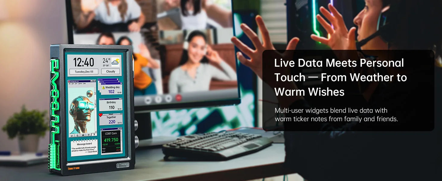 Divoom Times Frame Smart HD Screen | 10.1" DIY Digital Clock | Crypto Stocks Weather Calendar | Tech Gift Desk Setup