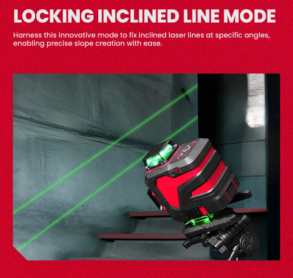 YEVOLT Laser Level Green Beam 12/16 Lines ±4° Self-leveling 3D 360° Horizontal and Vertical Measuring Tools - YVGLL4XS-Series