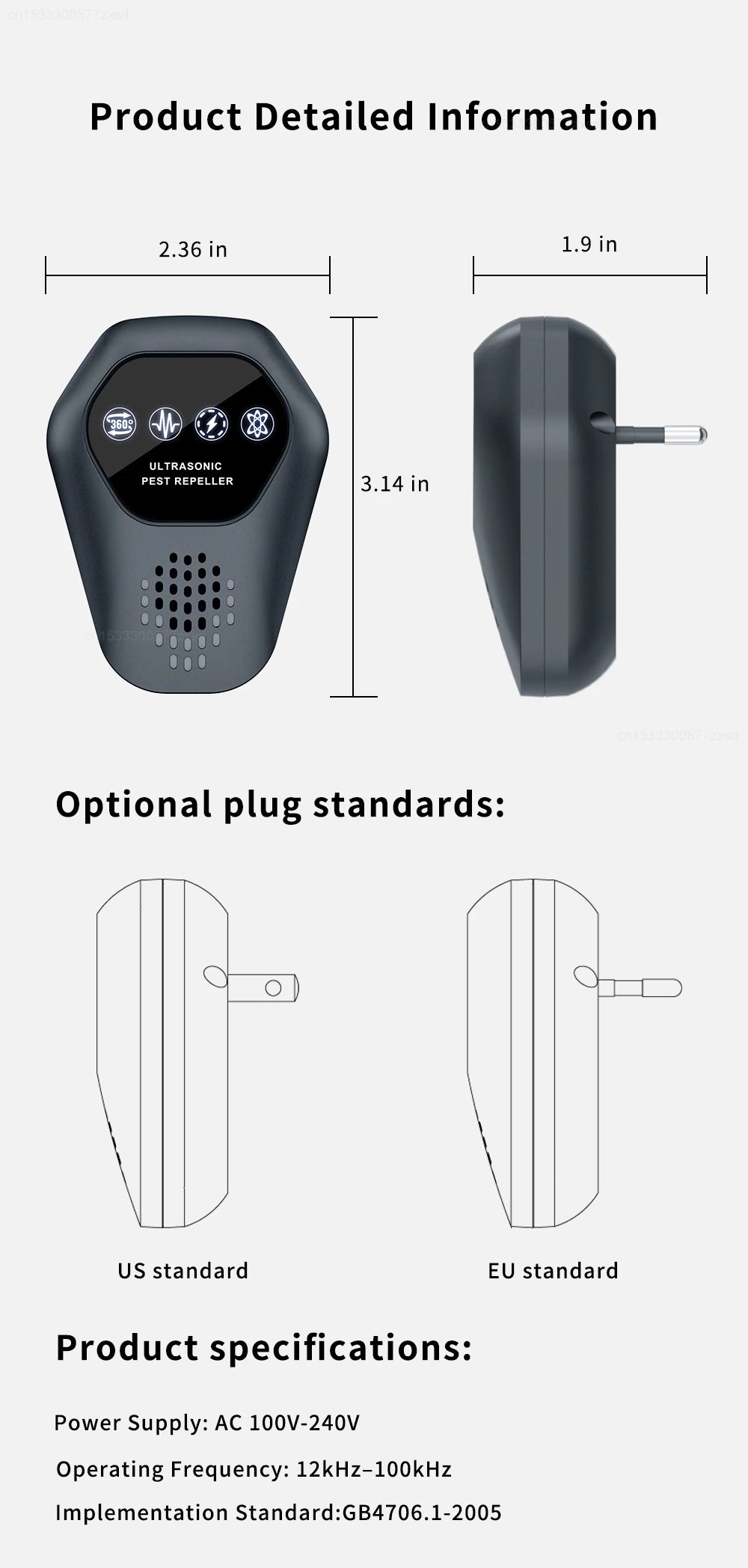 Ultrasonic Mosquito Repeller Rat Repeller Intelligent High-power Warehous Kitchen Variable Frequency Cockroach Pest Repeller New