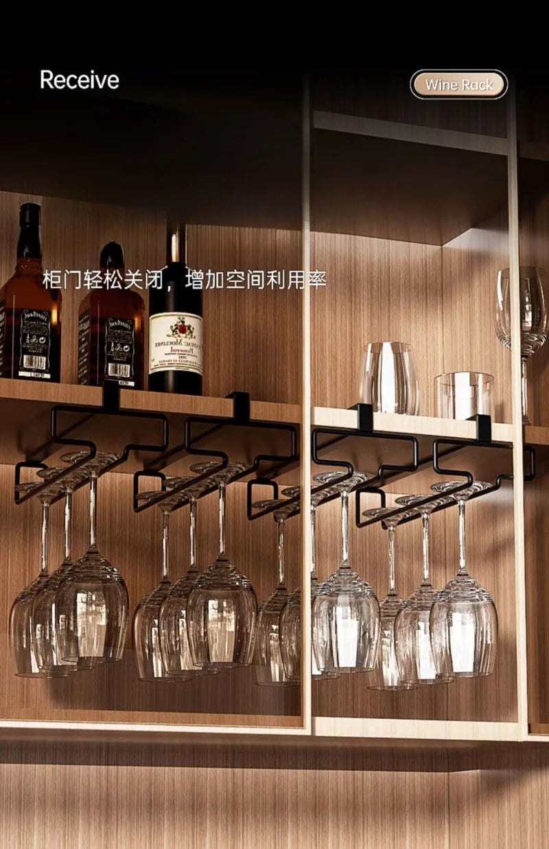 Hanging Red Wine Glass Storage Rack, Home High Footed Cup Storage Rack Without Punching Holes, Inverted Drain Rack