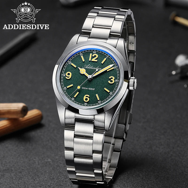 ADDIESDIVE New VH31 Quartz Watches Bubble Glass Retro Elegant WristWatch BGW9/C3 Luminous Waterproof 10Bar Men's Watch AD2518