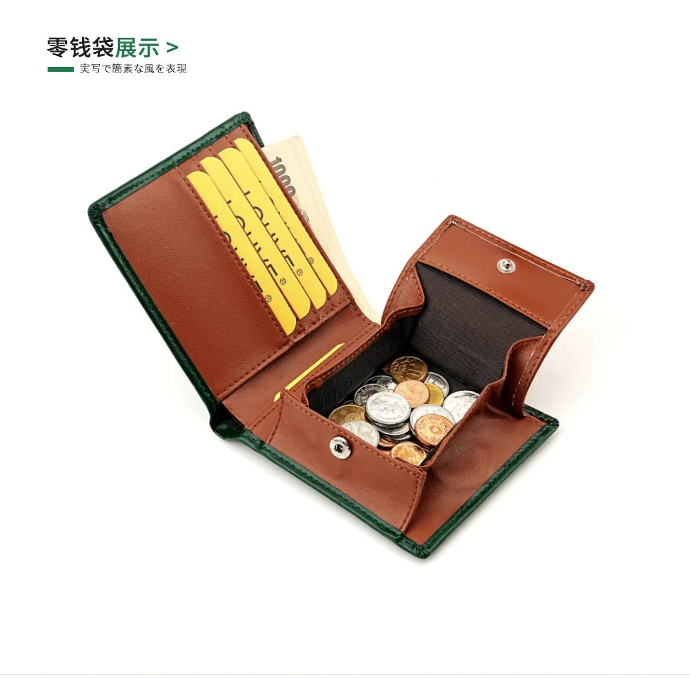 New Genuine Leather Men's Wallet Japanese Style Short Cowhide Multi-card Slot Coin Purse Wallets