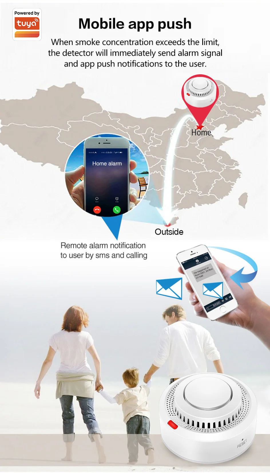 360° Comprehensive Detection, Tuya Smart WiFi Smoke Detector, Remote Monitoring Of Home Safety, Compatible With Alexa And Google
