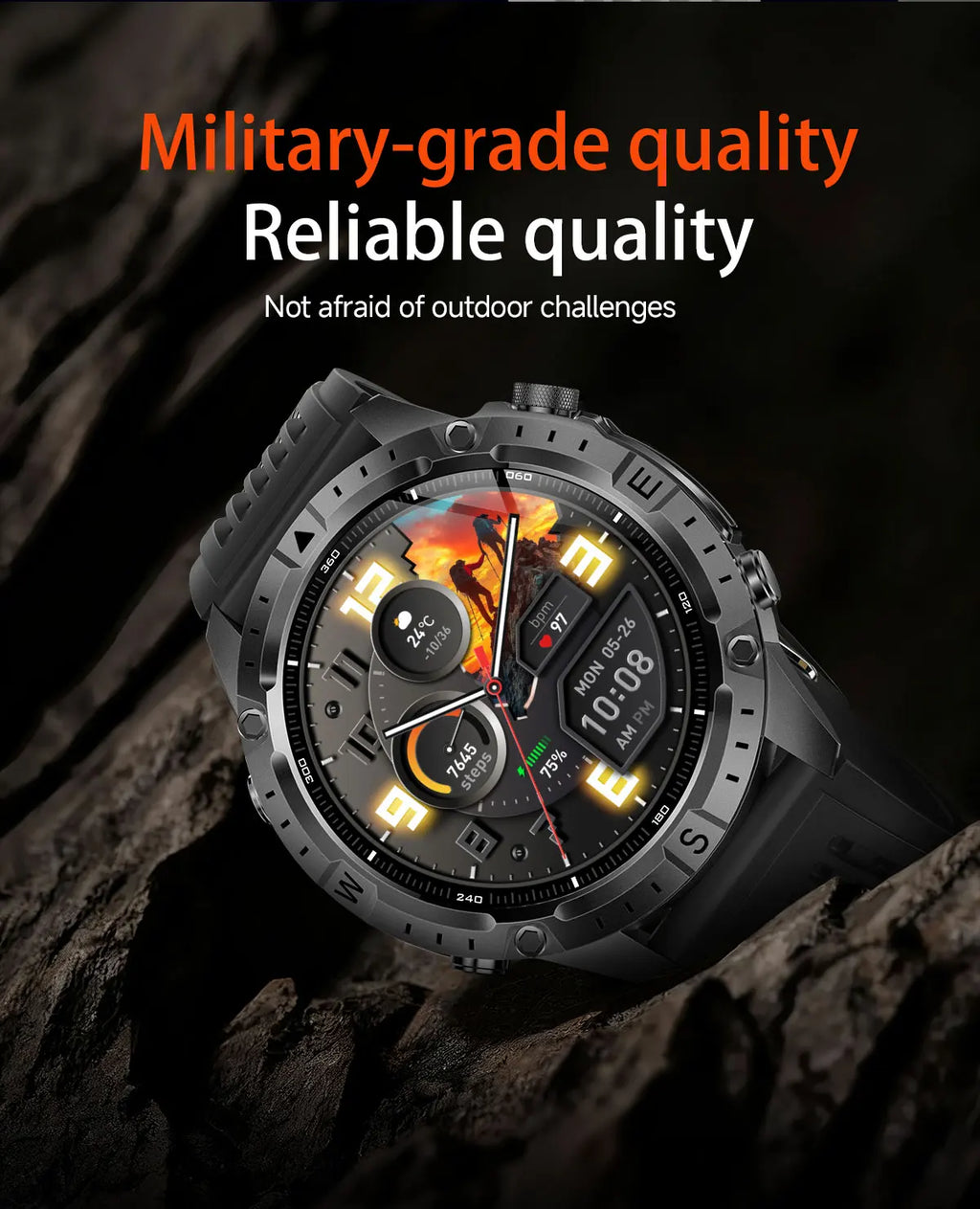 2026 Outdoor GPS Smart Watch Men 2GB ROM Offline Map 730mAh Battery 3ATM Waterproof Compass Altimeter Health Monitor Smartwatch