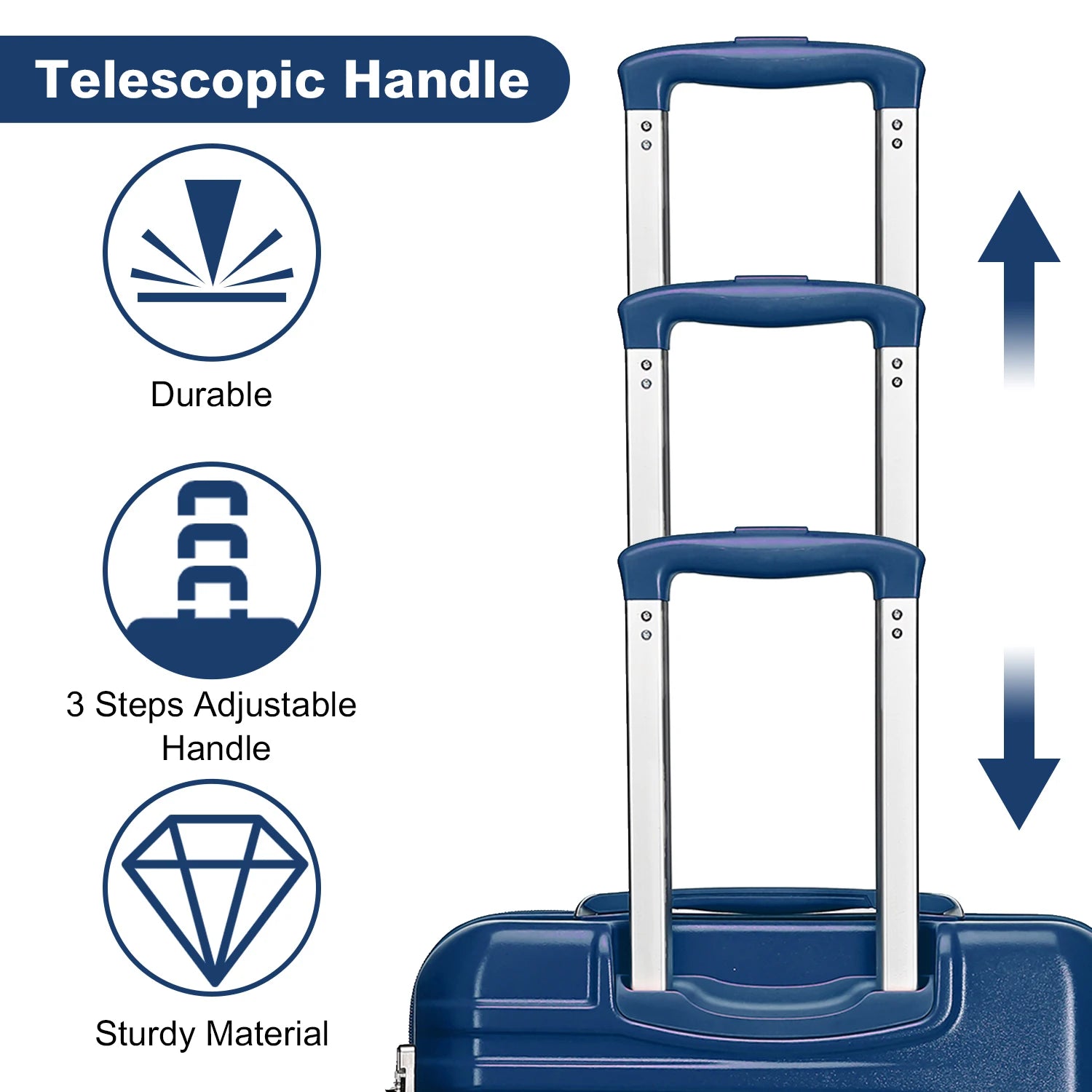 British Traveller Lightweight Hard Shell Suitcase ABS+PC, 20/24/28 inches, 4 spinner wheels with combination lock