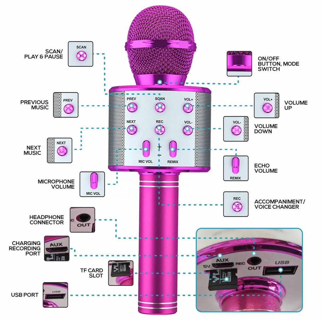 Kids Karaoke Microphone,  Kids Birthday Party Gift Toy for All Ages 2, 3, 4, 5, 6+ Year Old Girls, Boys & Toddlers