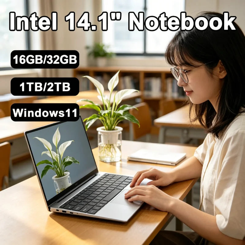 Ultra Thin 14.1 Inch Premium Business Laptop Intel I5 6500Y Win11 16GB RAM 2TB SSD Portable Ultra Slim Notebook for Business