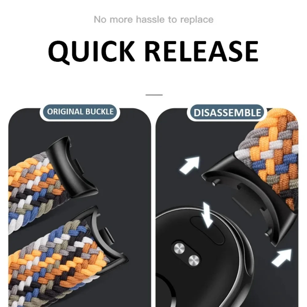 Adjustable Nylon Strap for Xiaomi Mi Band 10/9 Magnetic clasp bracelet Accessories for Xiaomi Mi Band 8/mi 9/10 Smart Watch Belt