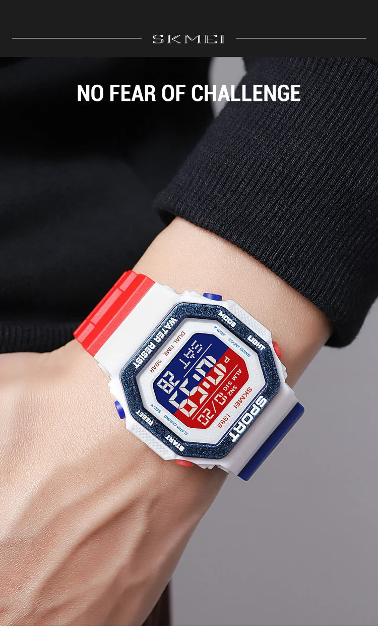 SKMEI 1988 Chrono Men Watch Luxury Brand Sport Watch Electronic Digital Male Wrist Clock Man 50M Waterproof Men's Watches 1988