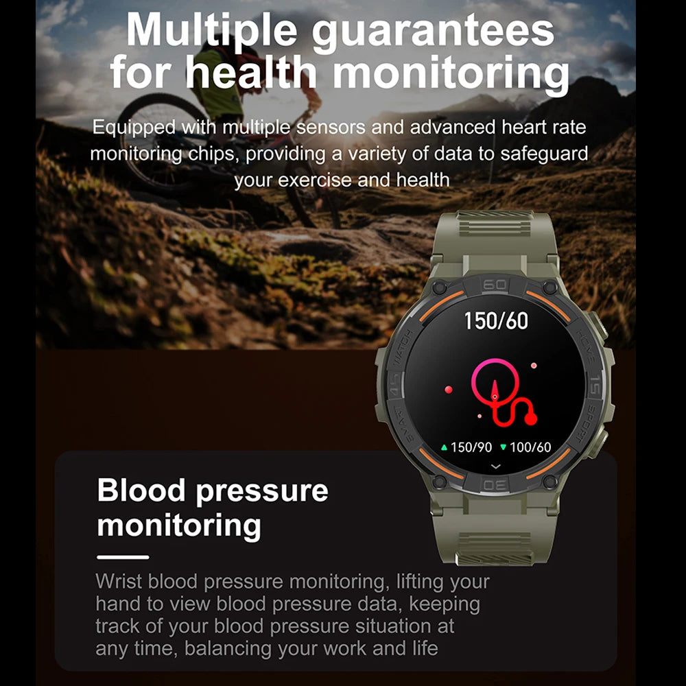 2026 New Military Outdoor Smart Watch GPS 1.52" Ultra HD Display Bluetooth Call Heart Rate IP69K Waterproof AI Smartwatch Men