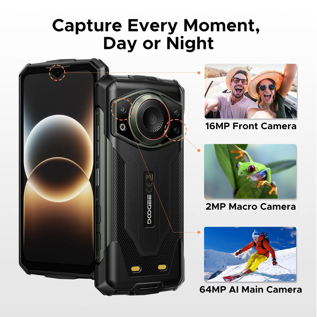 DOOGEE Fire 7 Ultra 5G Rugged Phone 125dB Speaker 13000mAh Battery Support POC 6.6'' Screen 8GB 256GB Android 15 Smartphone