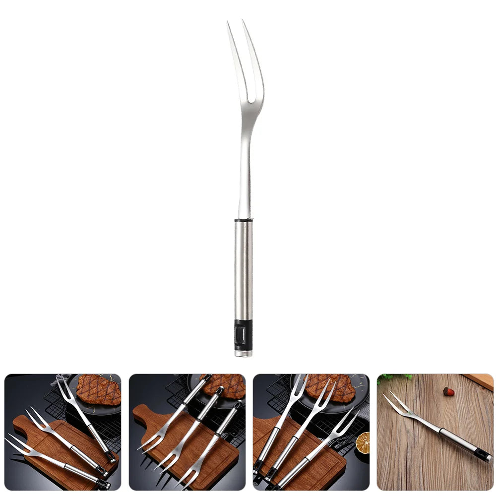 1pc U Shape Stainless Steel Meat Fork BBQ Fork Outdoor Roasting Fork Large Serving Fork Grill Skewers Roasting Sticks Barbecue