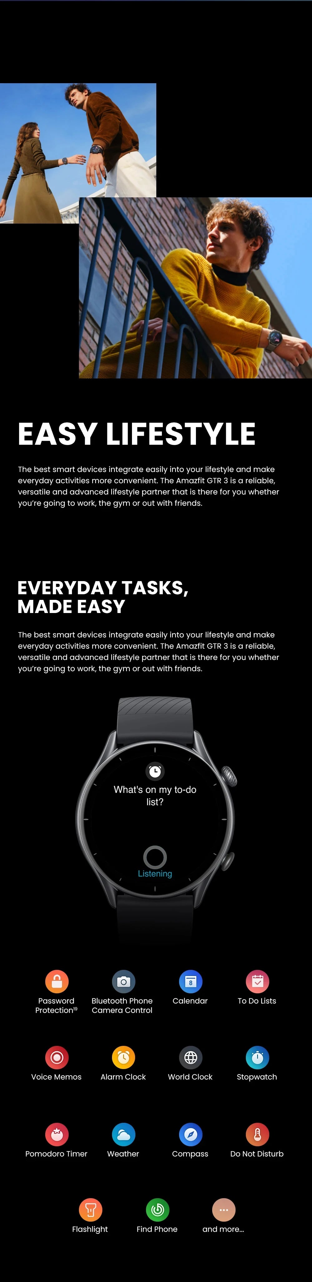 Amazfit GTR 3 Alexa Built-in Smart Watch For Men Women Play Music 1.39" AMOLED Display 21Day Battery Life Refurbished Watch