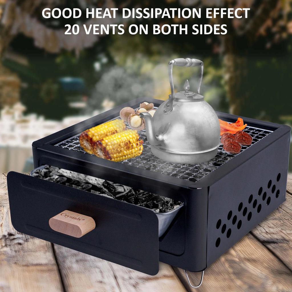 skPortable BBQ Grill, Folding Tabletop Charcoal Barbecue Grill, Foldable Stainless Steel BBQ Grill for Camping, Garden, Travel, Picnic, Outdoora