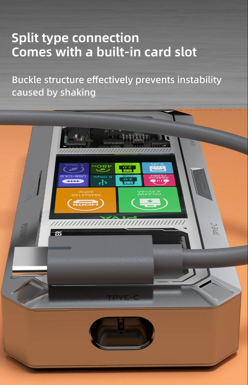 PIVA G71 7 in 1 Aluminum Alloy Office Docking Station Smart Screen Display Type-C to HDMI2.0 USB3.0 HUB PD100W Adapter