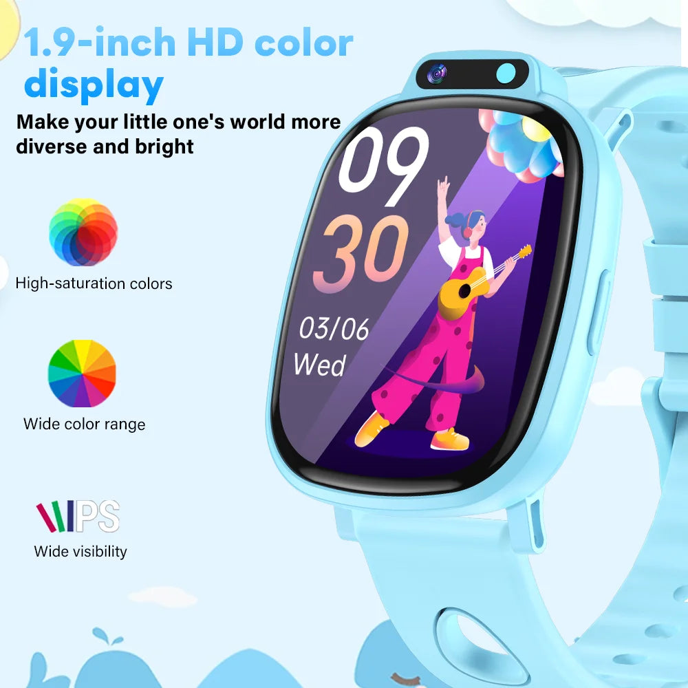 LAXASFIT Kids Smart Watch HD Touchscreen Front Camera Sleep Tracking 18 Educational Games Alarm Clock Holiday Gift For Children